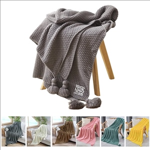 Throw Knitted Blanket With Tassel